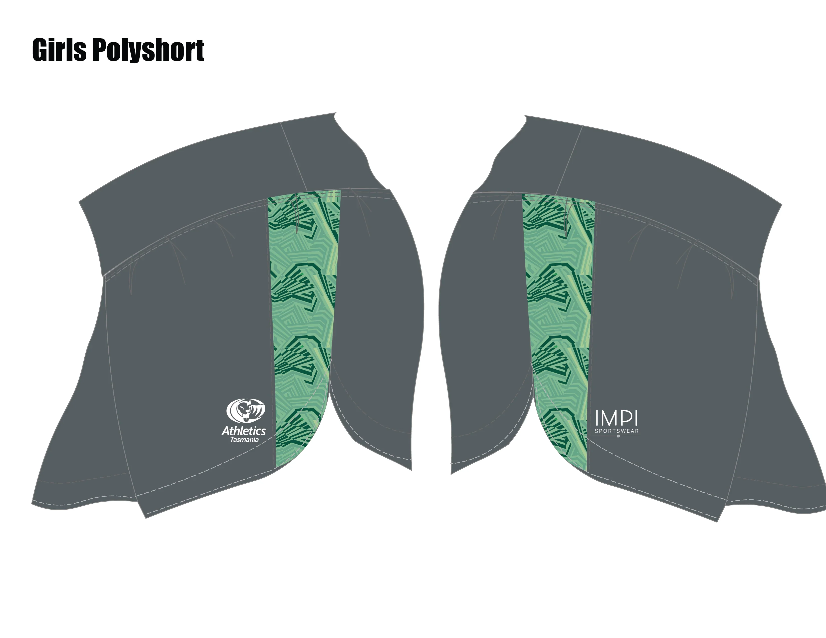 ATAS Girls Poly Short - Grey & Green