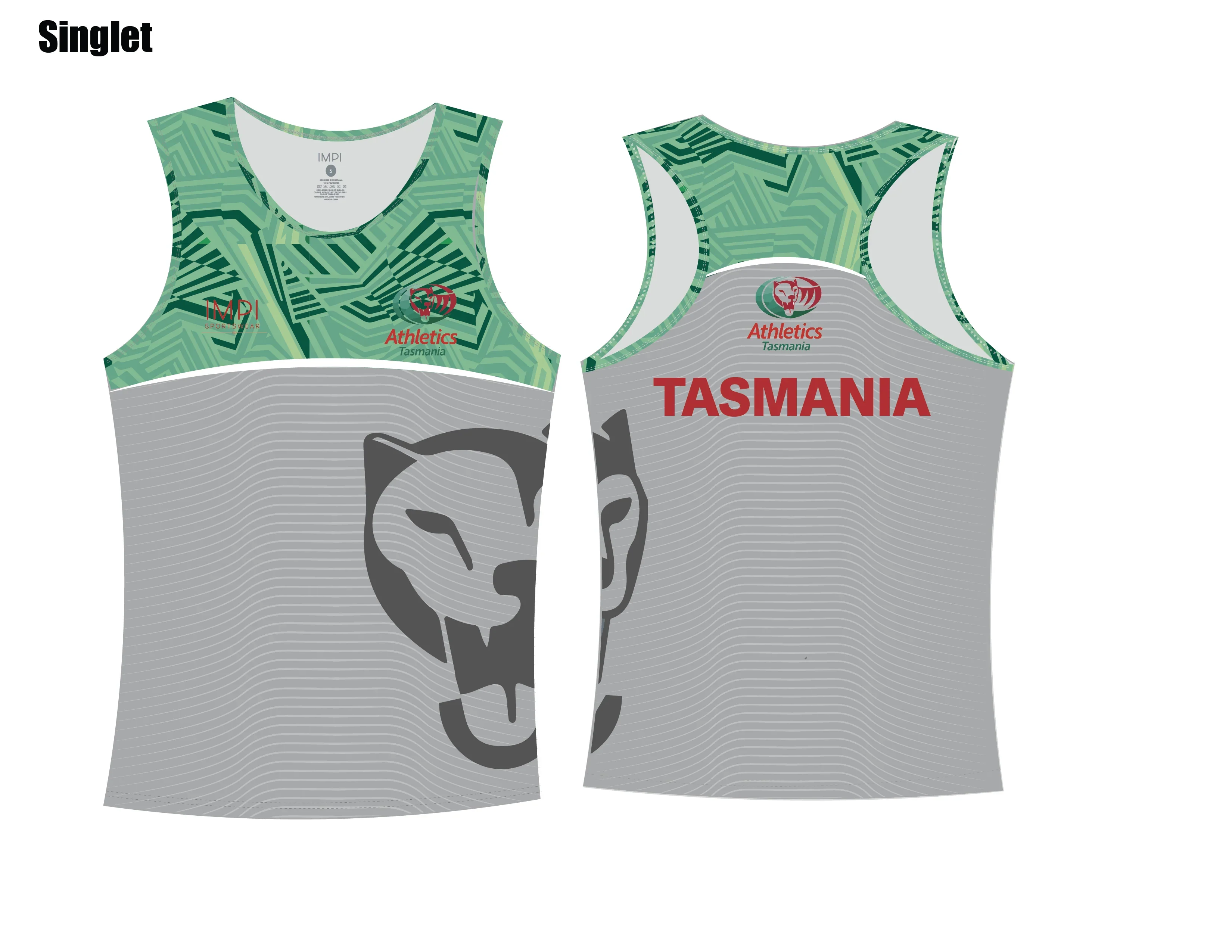 ATAS Mens Grey and Green Singlet - Image 3