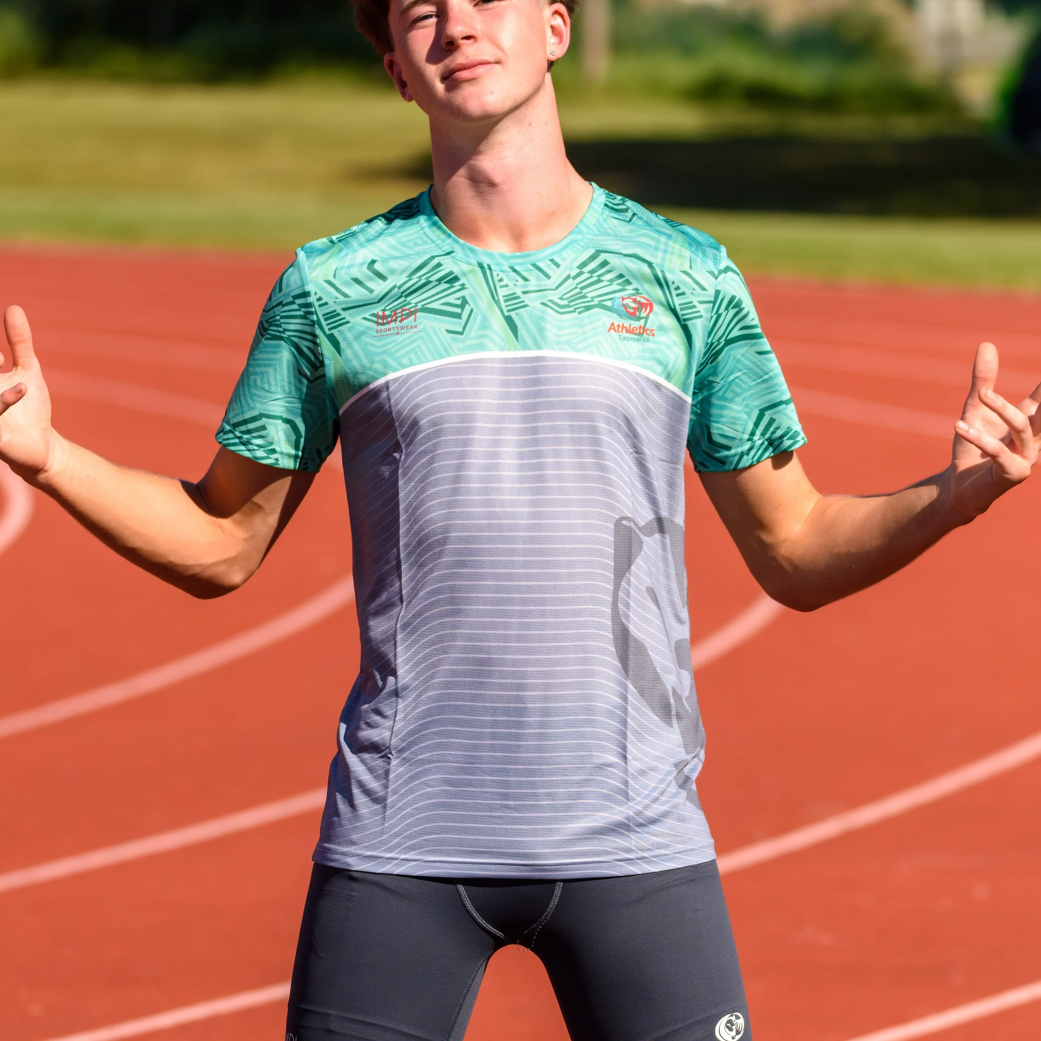 ATAS Mens Grey and Green Training Tee