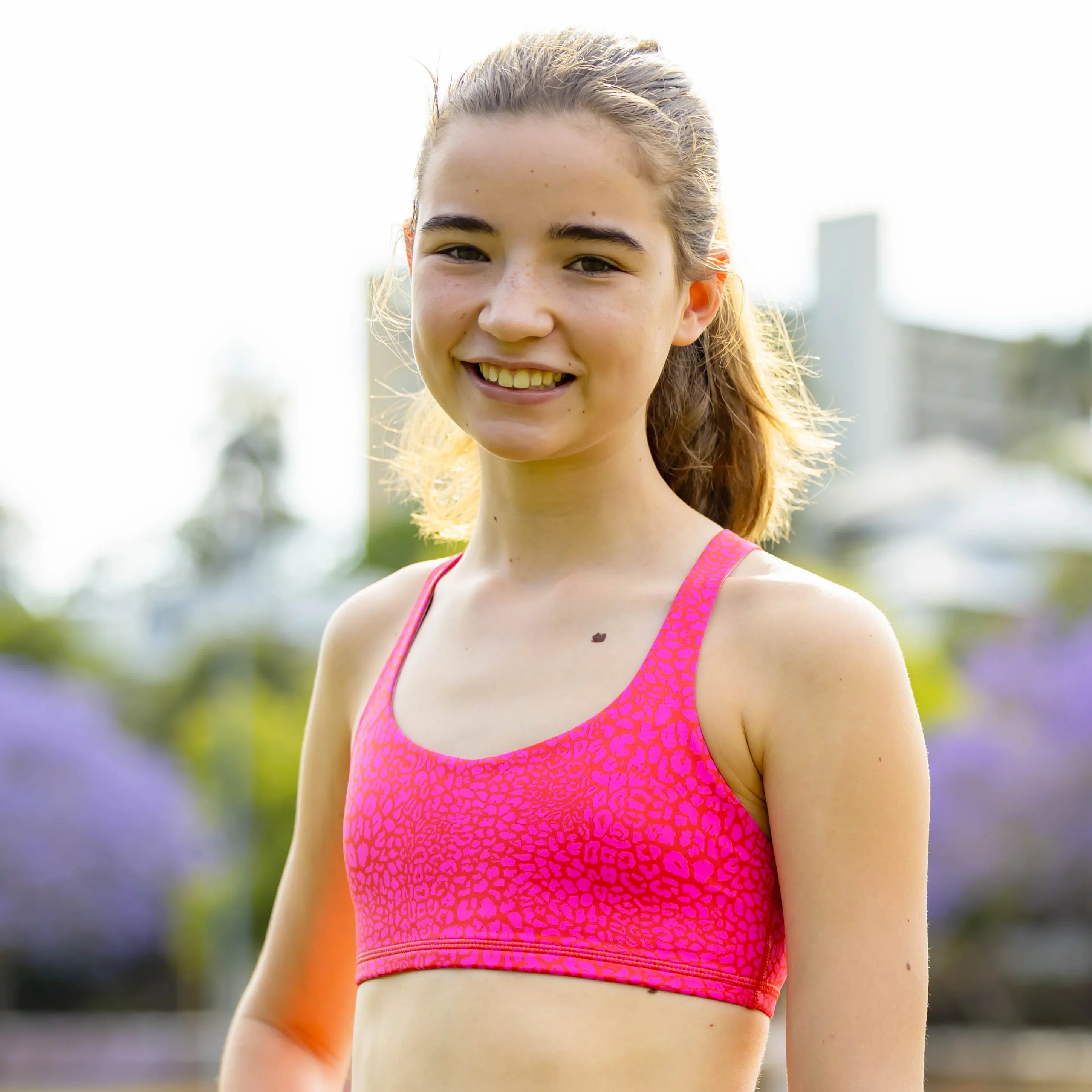 IMPI Strappy Girls Crop Top - Neon Leopard - Image 4