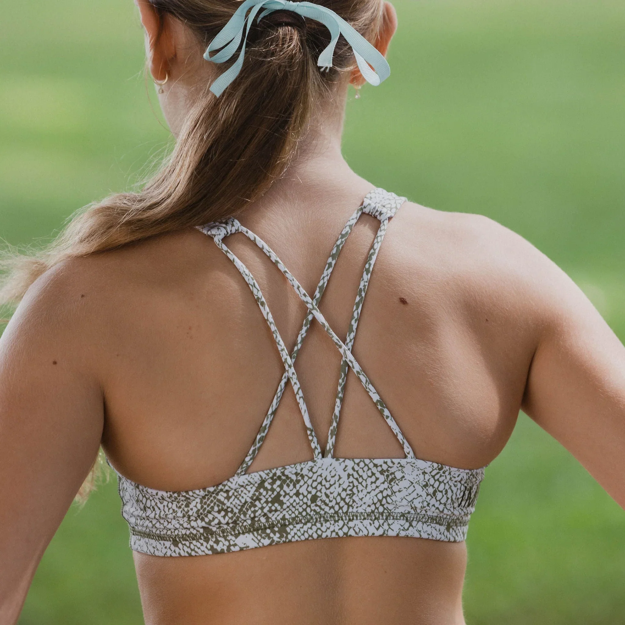 IMPI Strappy Girls Crop Top - Olive Snake - Image 6