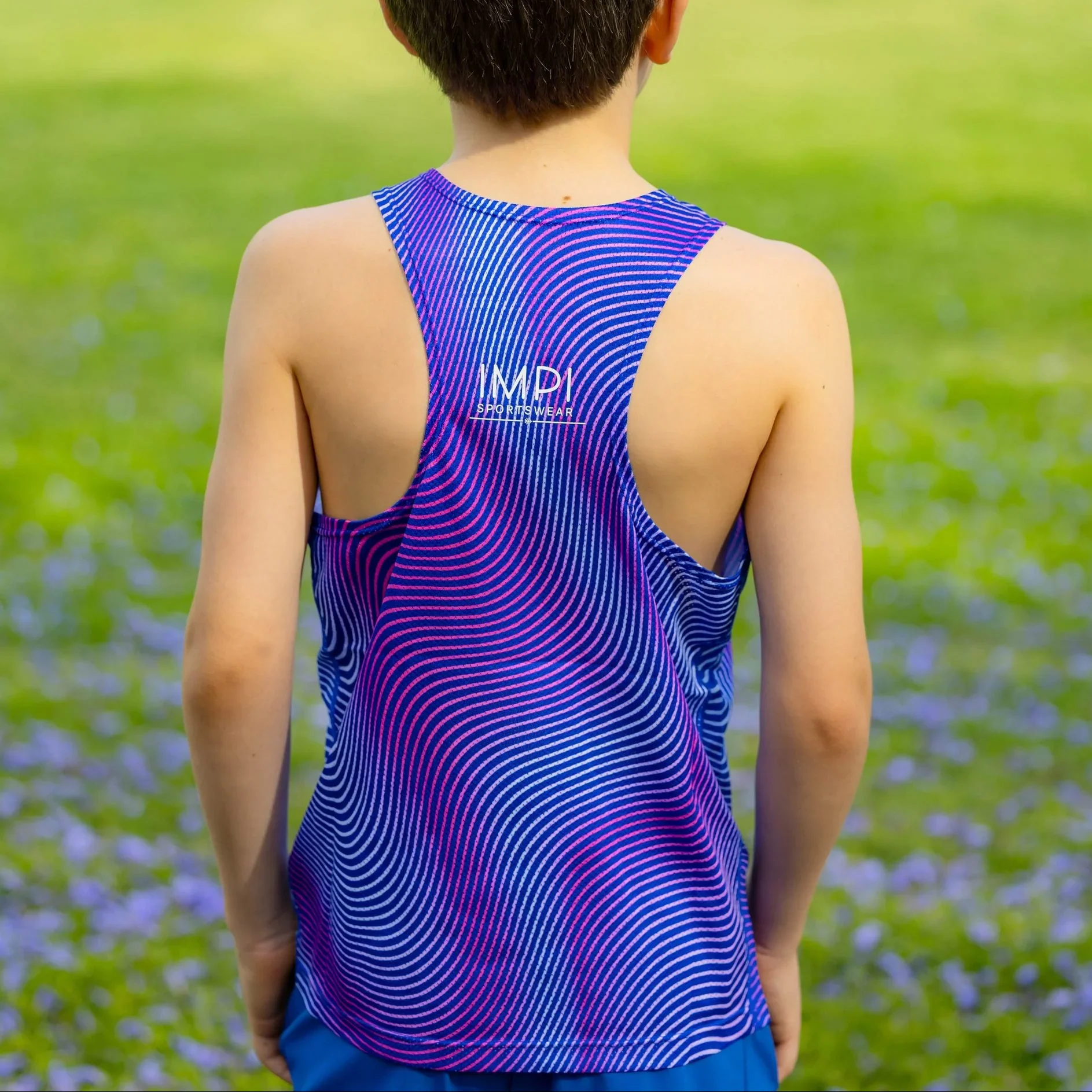 IMPI Boys Race Back Singlet - Blue Mirage - Image 8