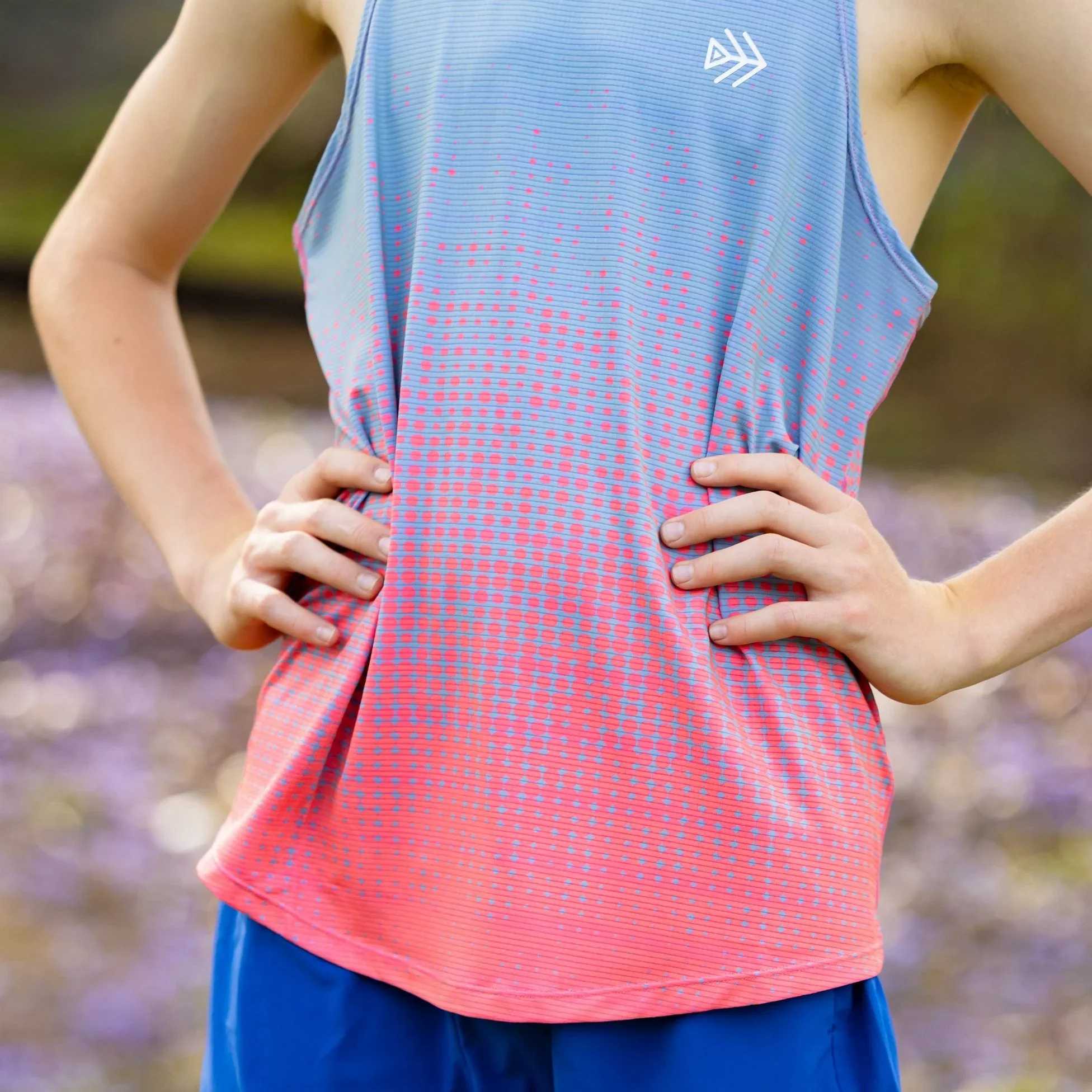 IMPI Boys Race Back Singlet -Grey/Neon Coral - Image 3