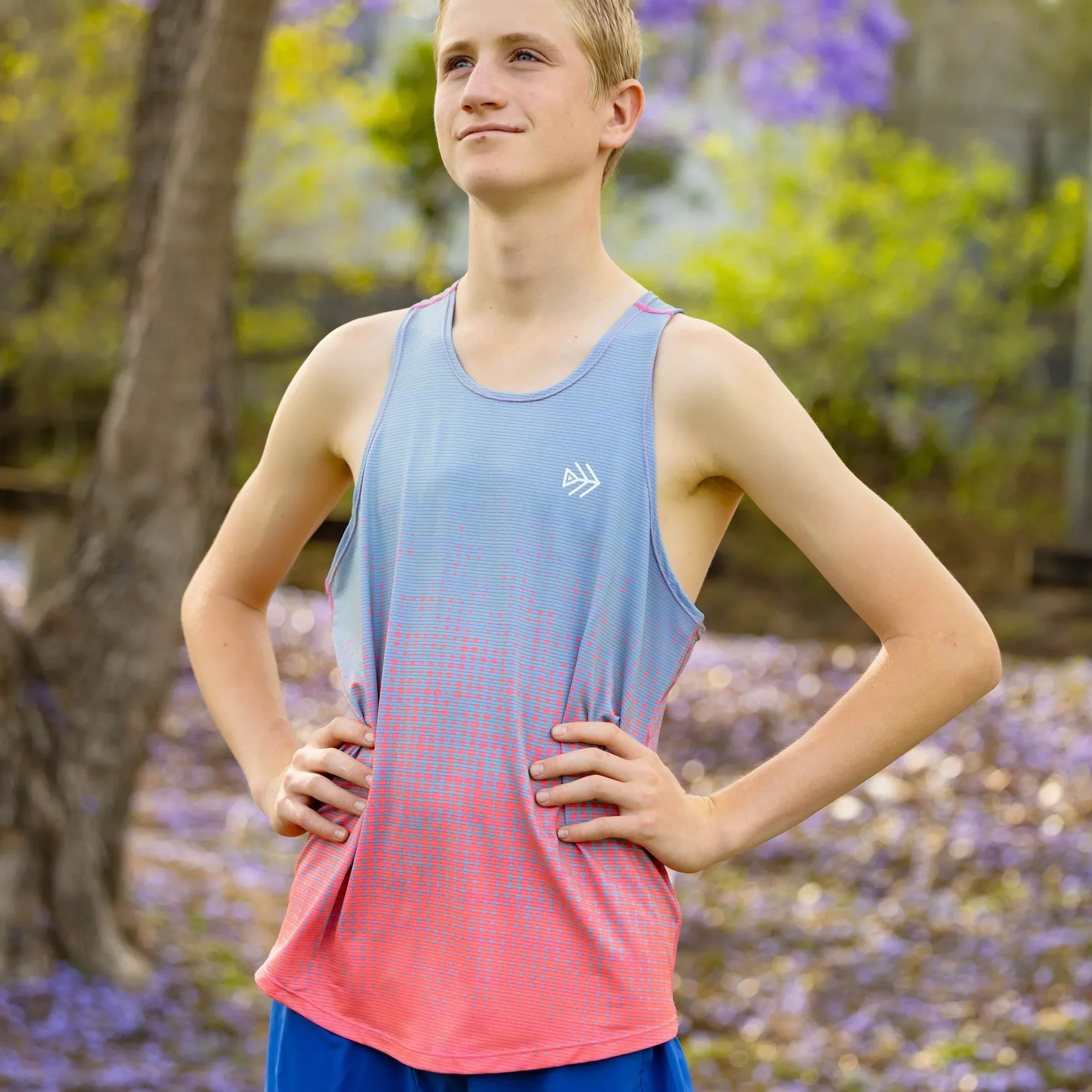 IMPI Boys Race Back Singlet -Grey/Neon Coral - Image 6