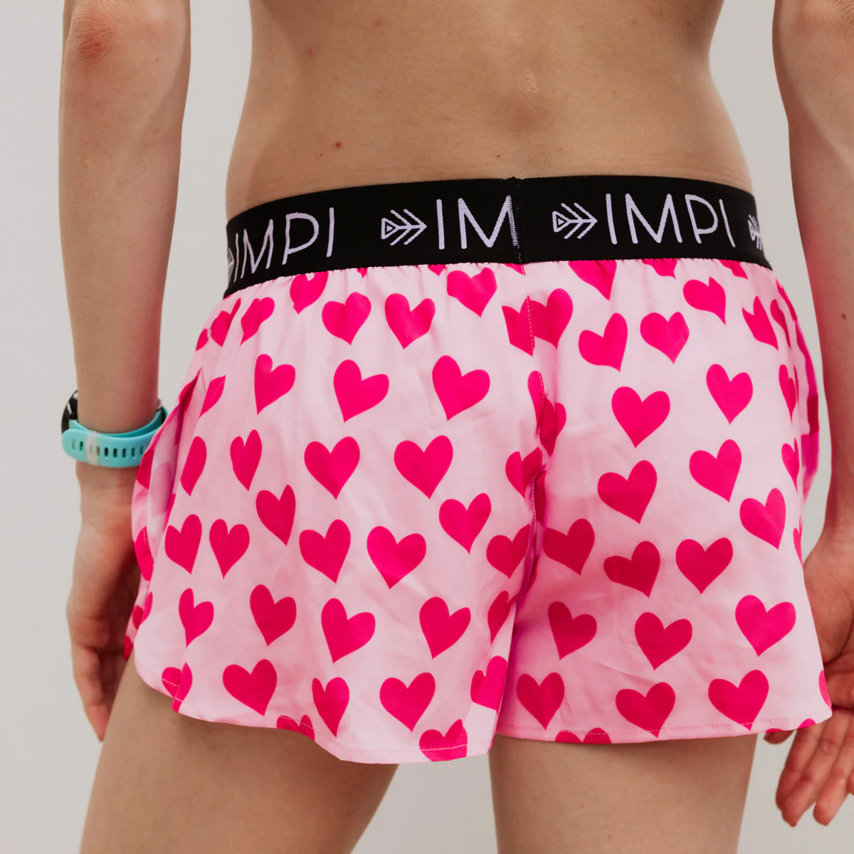 IMPI Girls Split Leg Running Short - Pink Hearts - Image 3