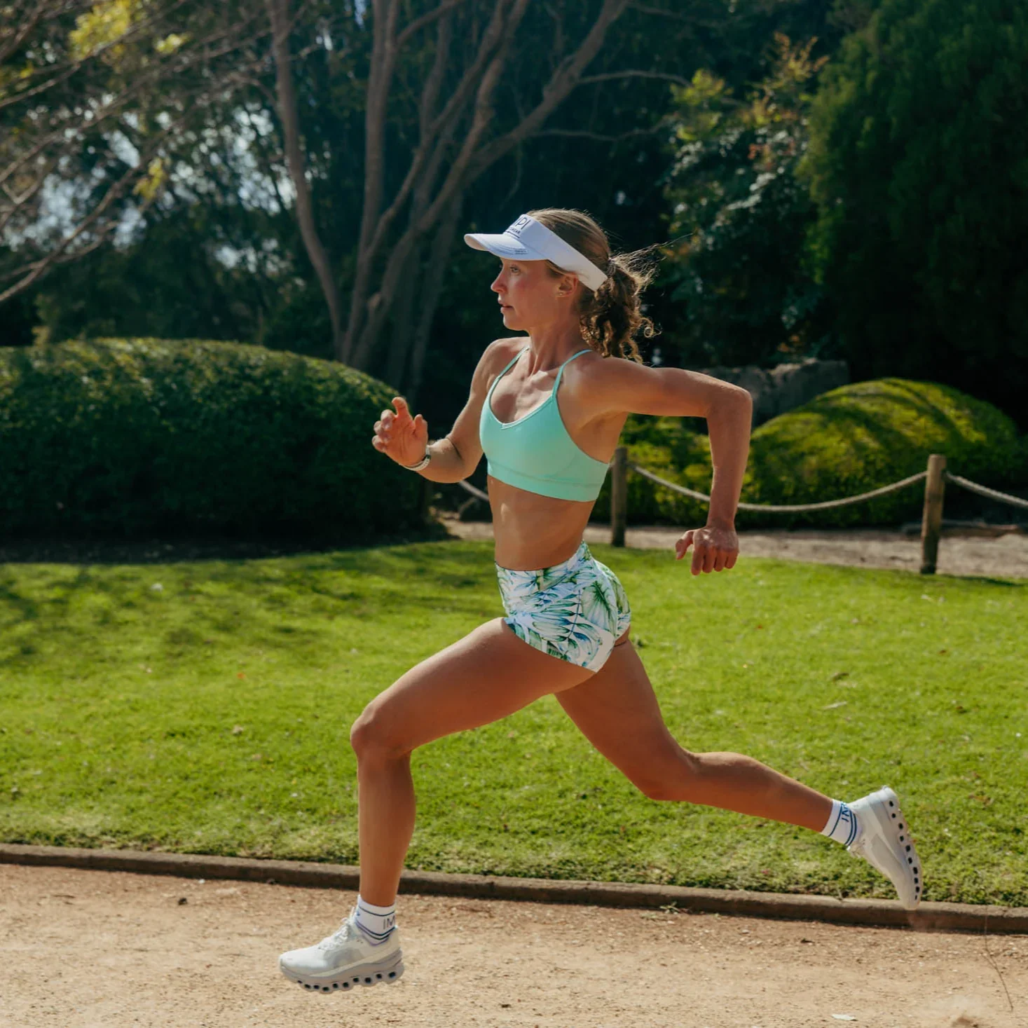 IMPI High Waist Bike Shorts - Aqua Jungle - Image 3
