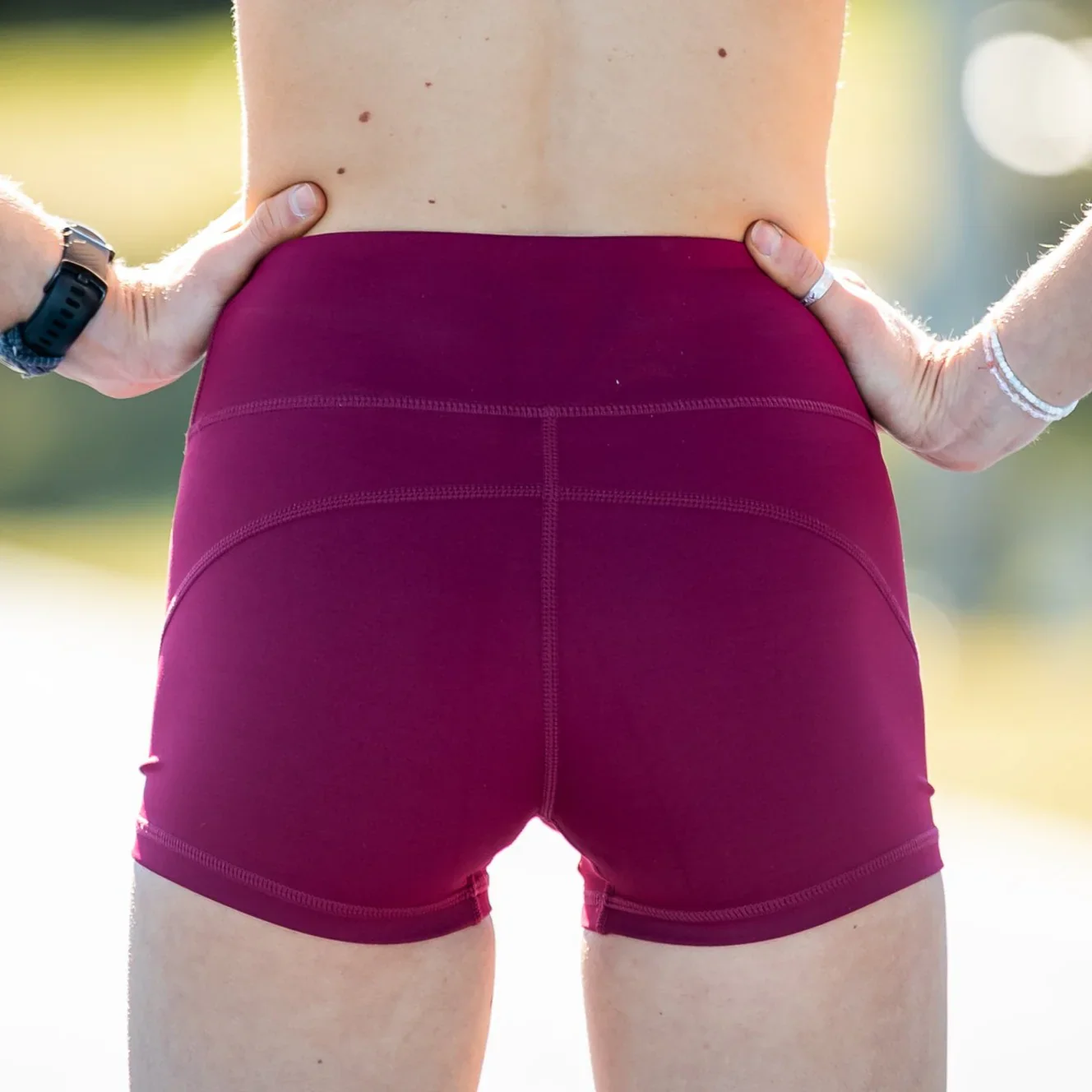 IMPI High Waist Bike Shorts - Maroon - Image 4