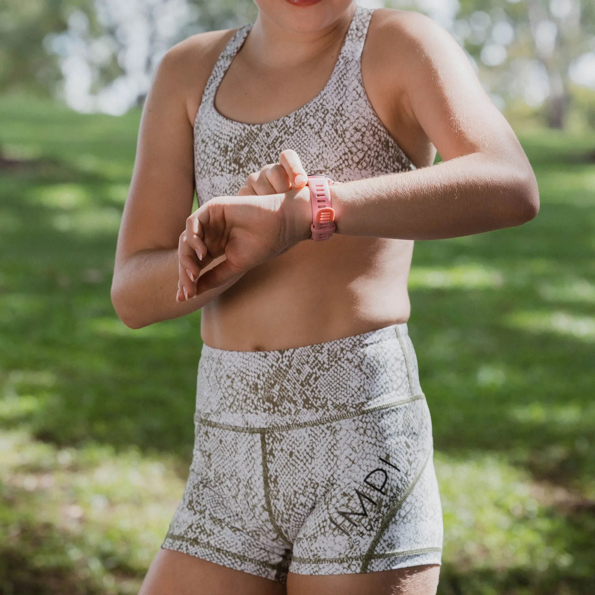 IMPI High Waist Bike Shorts - Olive Snake - Image 3