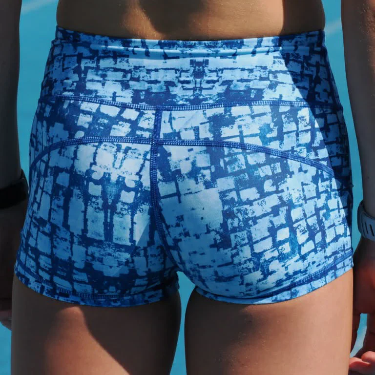 IMPI High Waist Bike Shorts - Blue Squares - Image 2