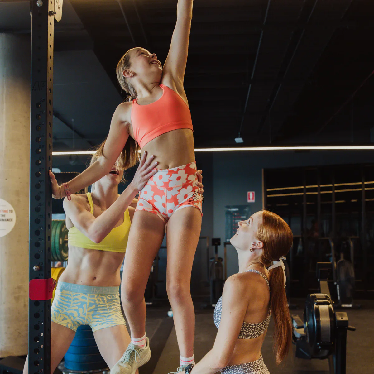 IMPI High Waist Bike Shorts - Coral Daisy - Image 4