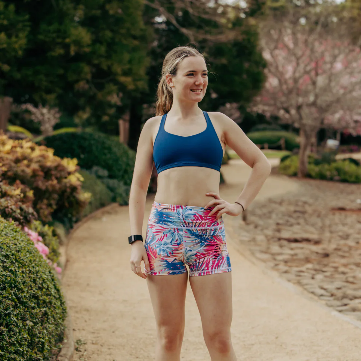 IMPI High Waist Bike Shorts - Coral Jungle