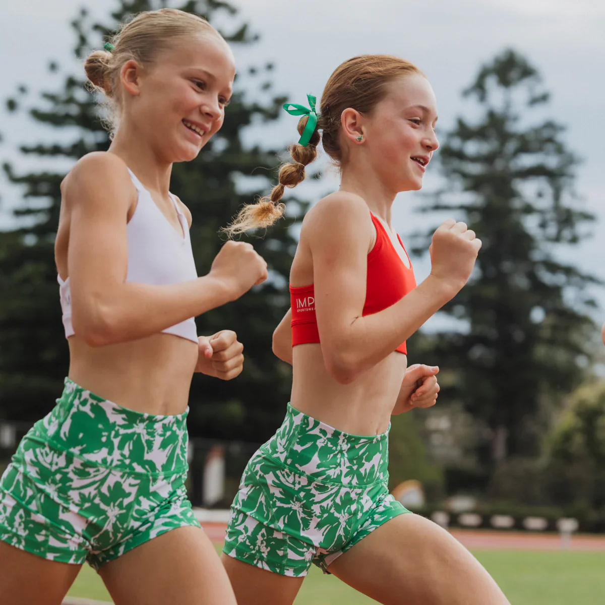 IMPI High Waist Bike Shorts - Green Floral - Image 4