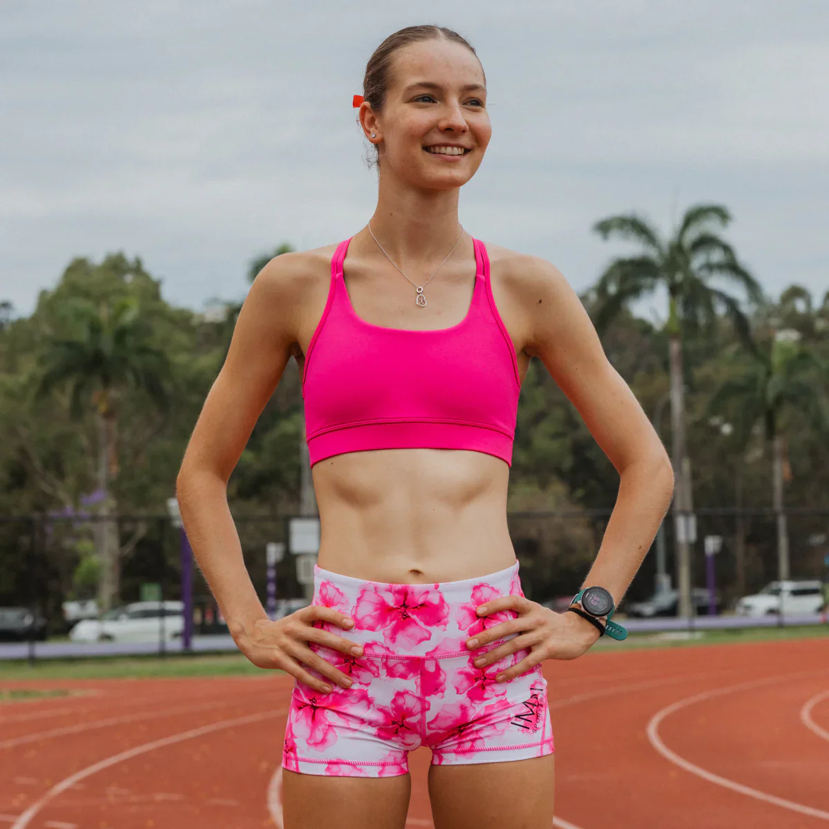 IMPI High Waist Bike Shorts - Pink Floral - Image 5