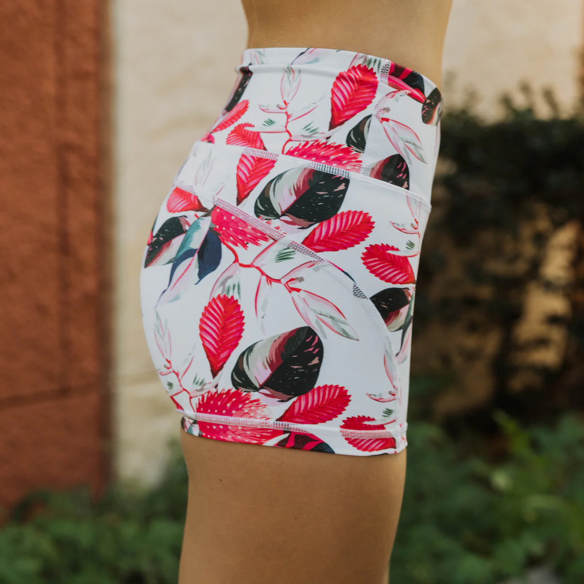 IMPI High Waist Bike Shorts - Watermelon Protea - Image 4