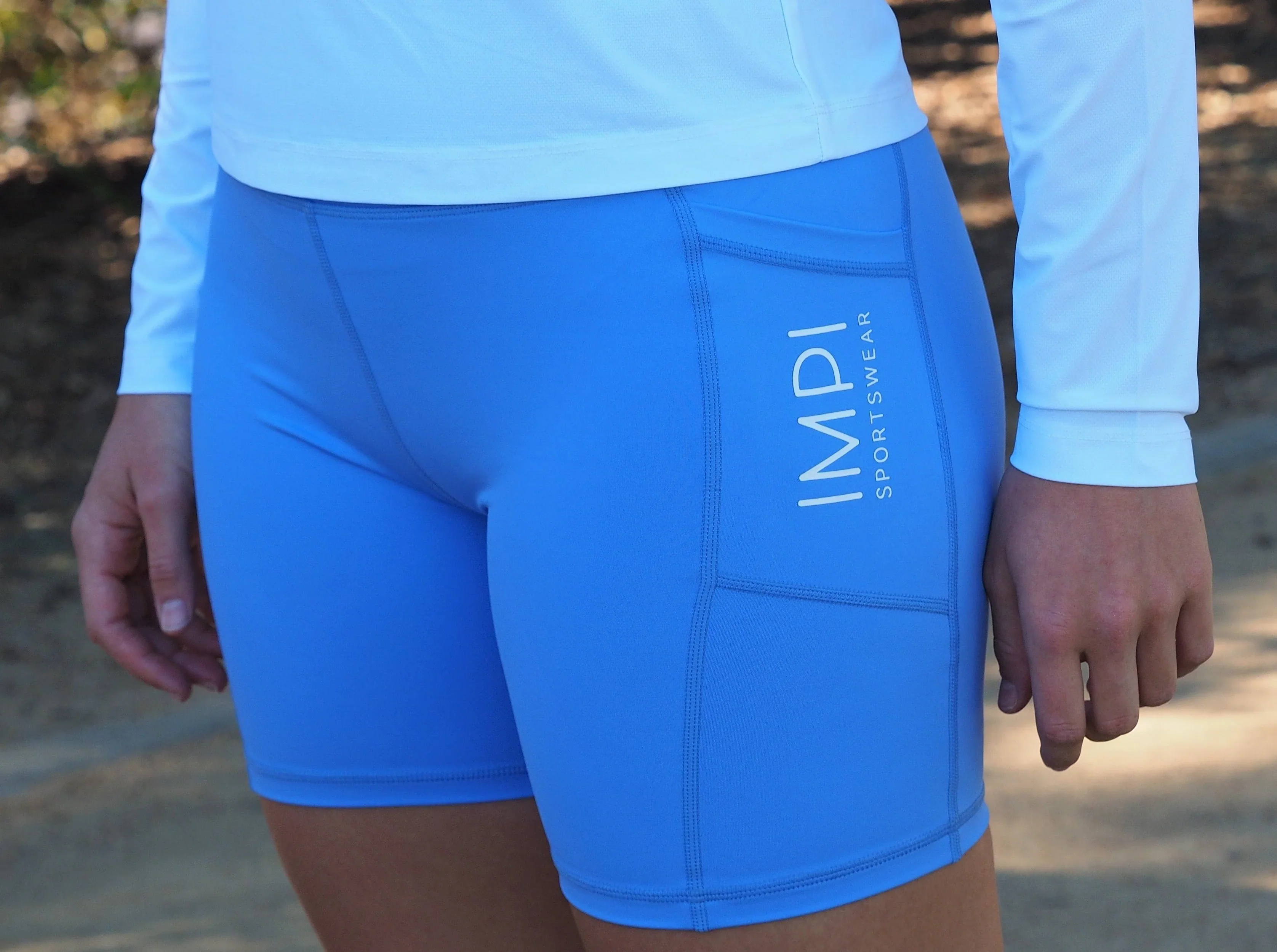 IMPI Longer Leg High Waist Bike Shorts- Cornflower - Image 8