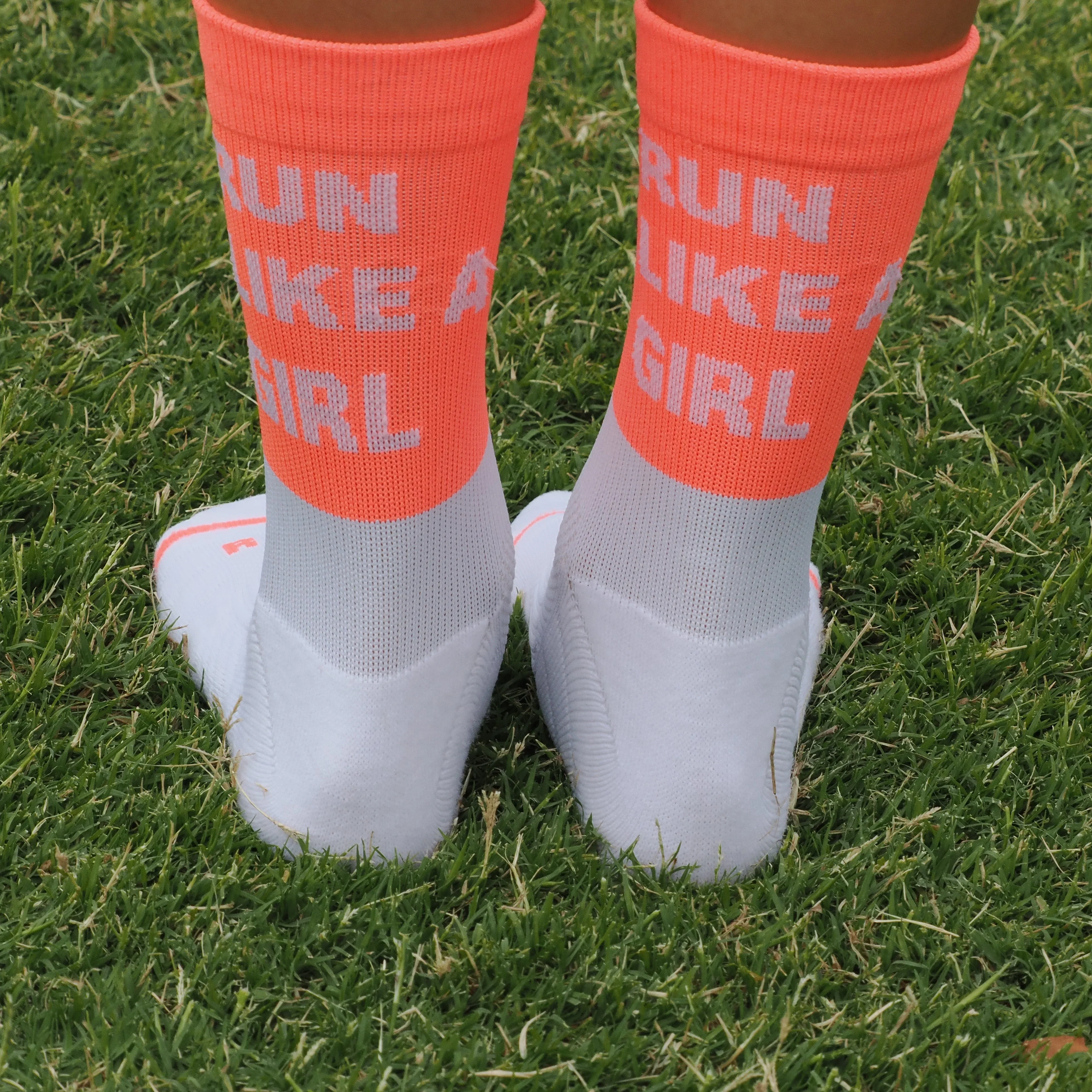 IMPI Longer Socks - Neon Coral Run Like A Girl - Image 14