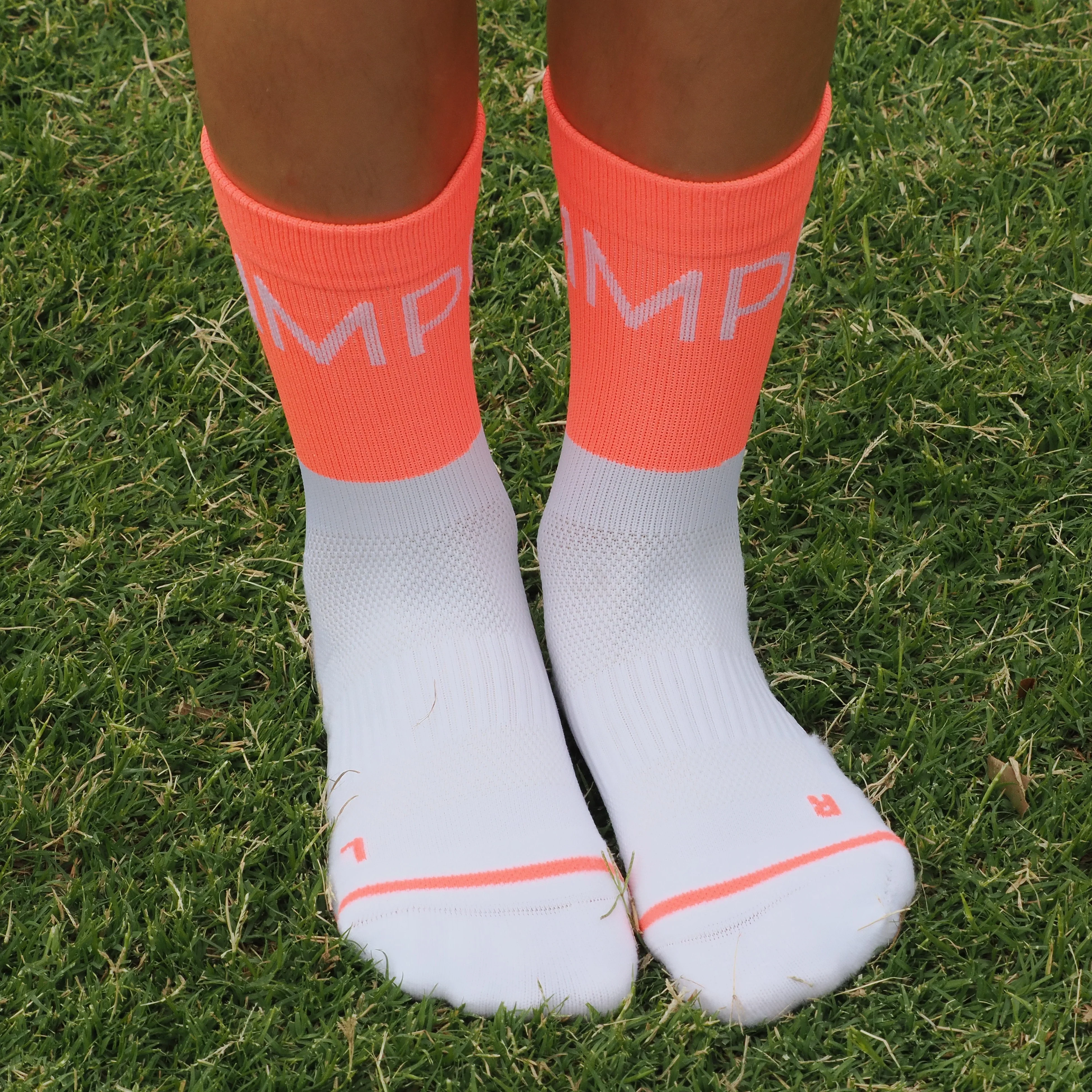 IMPI Longer Socks - Neon Coral Run Like A Girl - Image 9