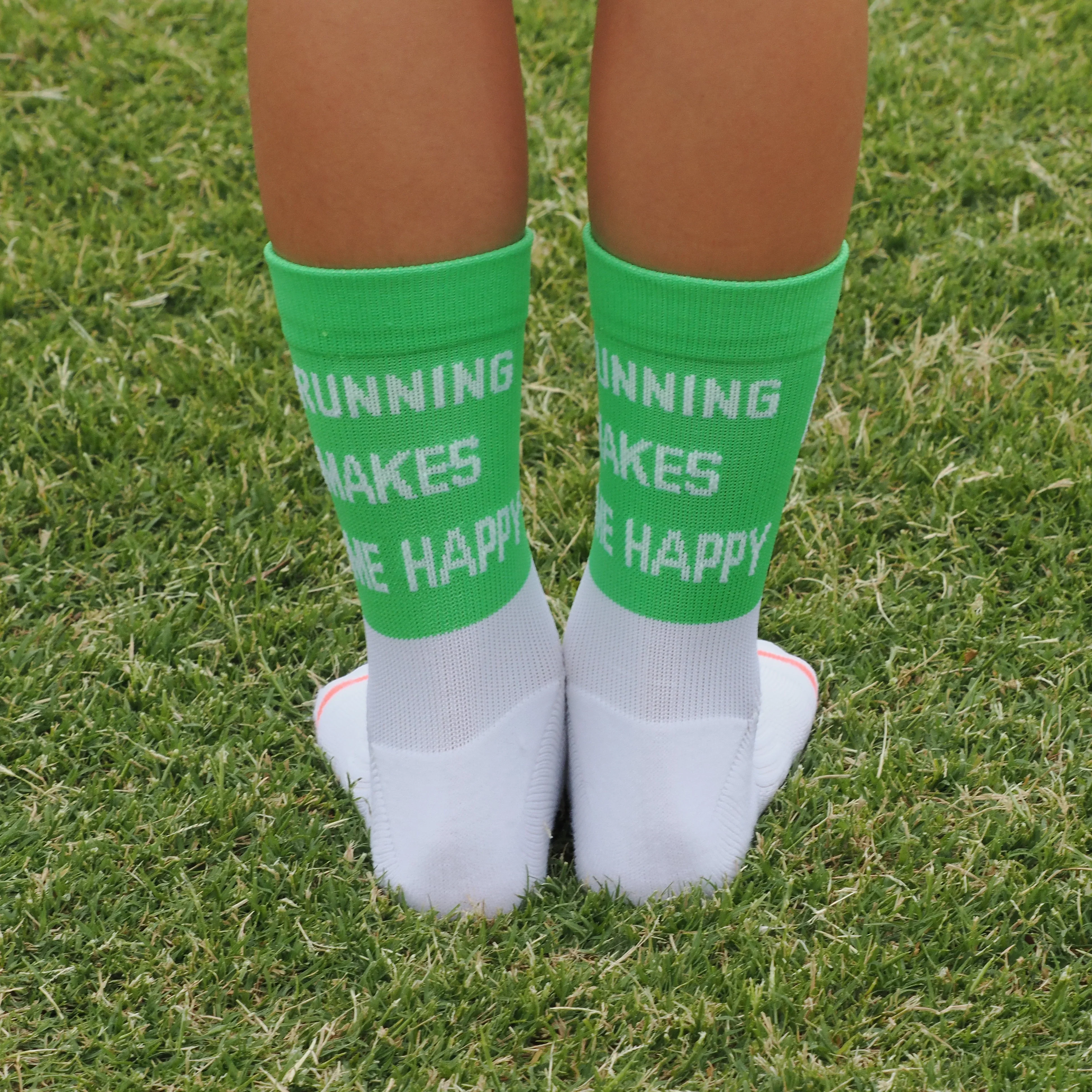 IMPI Longer Socks -Neon Green Running Makes Me Happy - Image 9