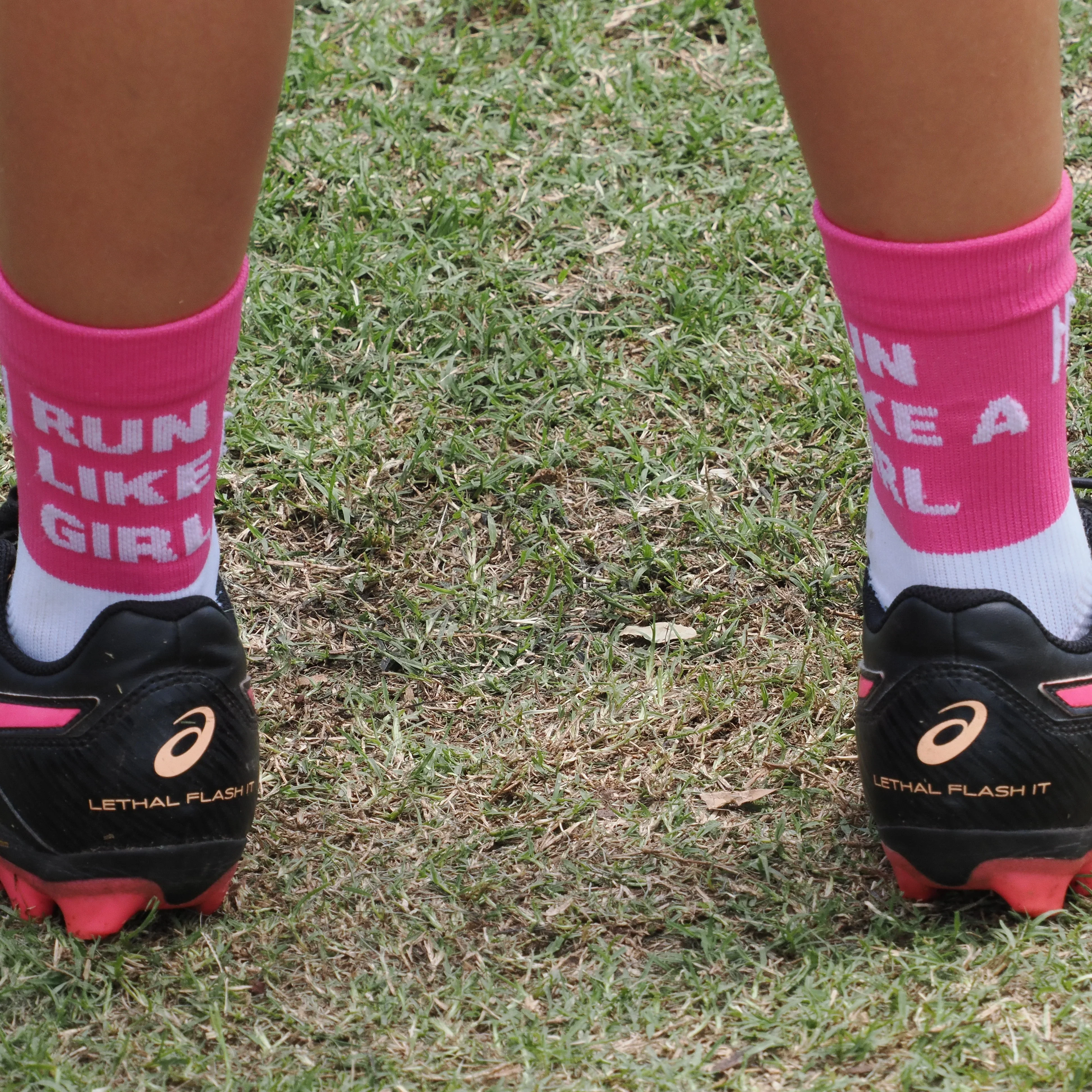 IMPI Longer Socks - Neon Pink Run Like A Girl - Image 11