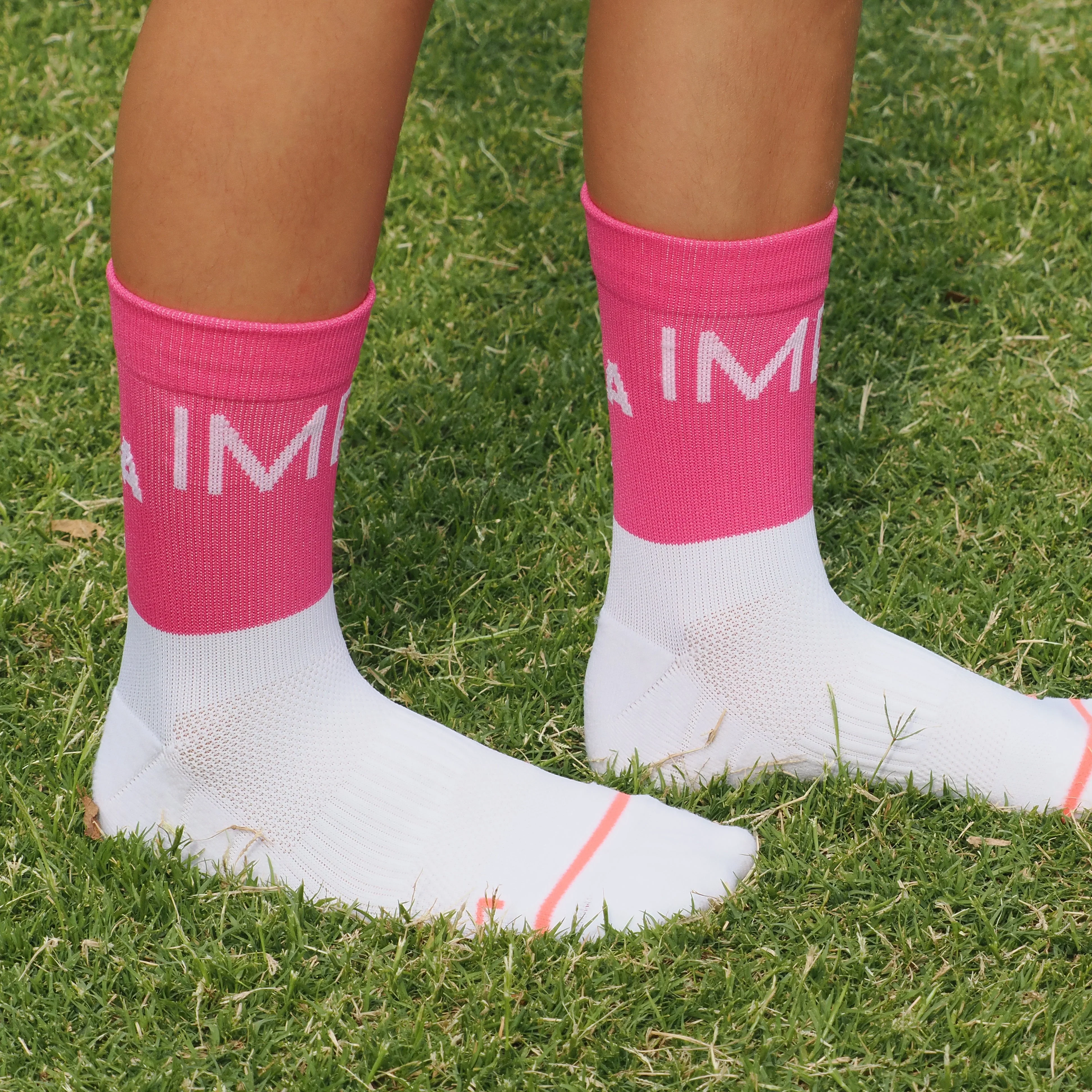 IMPI Longer Socks - Neon Pink Run Like A Girl - Image 4