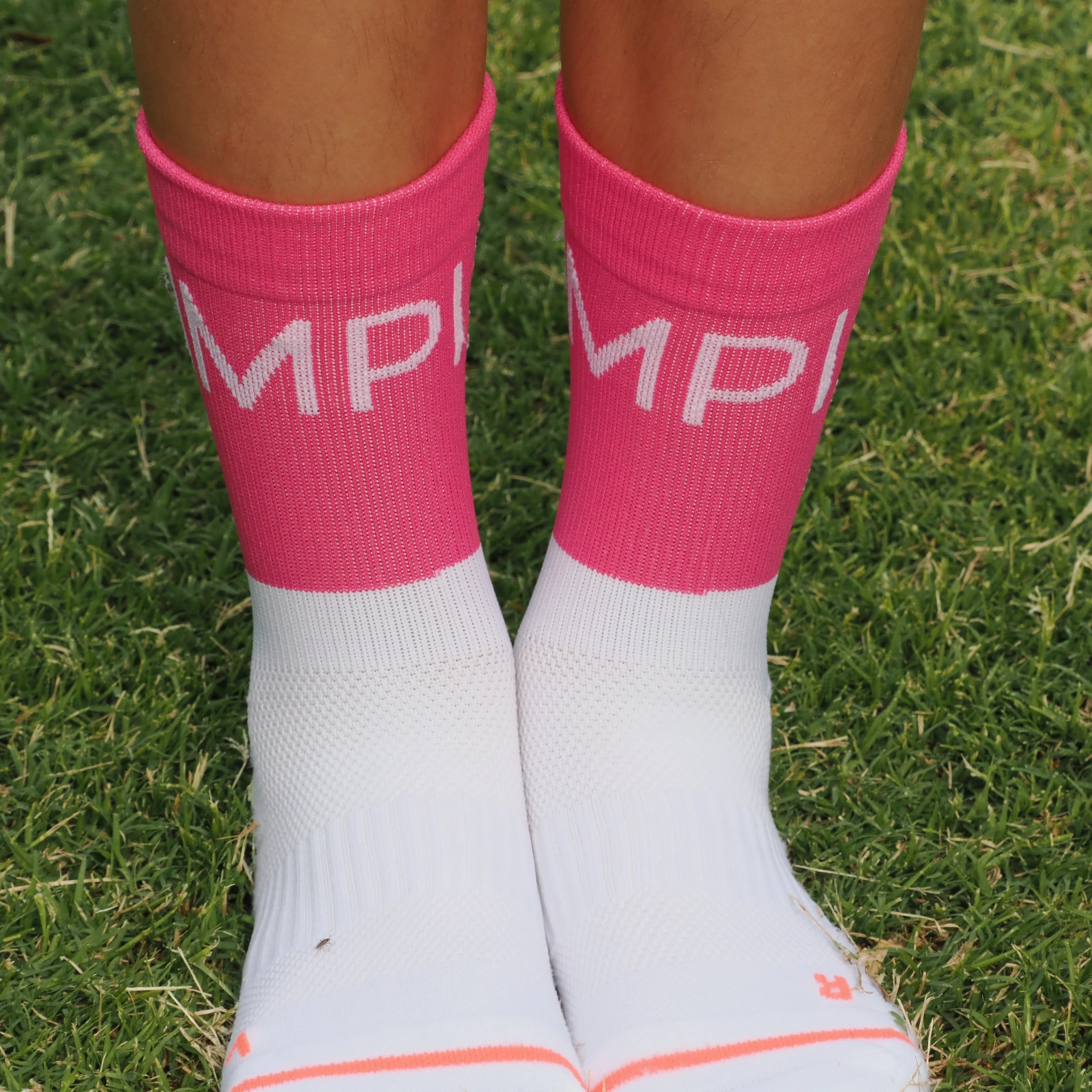 IMPI Longer Socks - Neon Pink Run Like A Girl - Image 5
