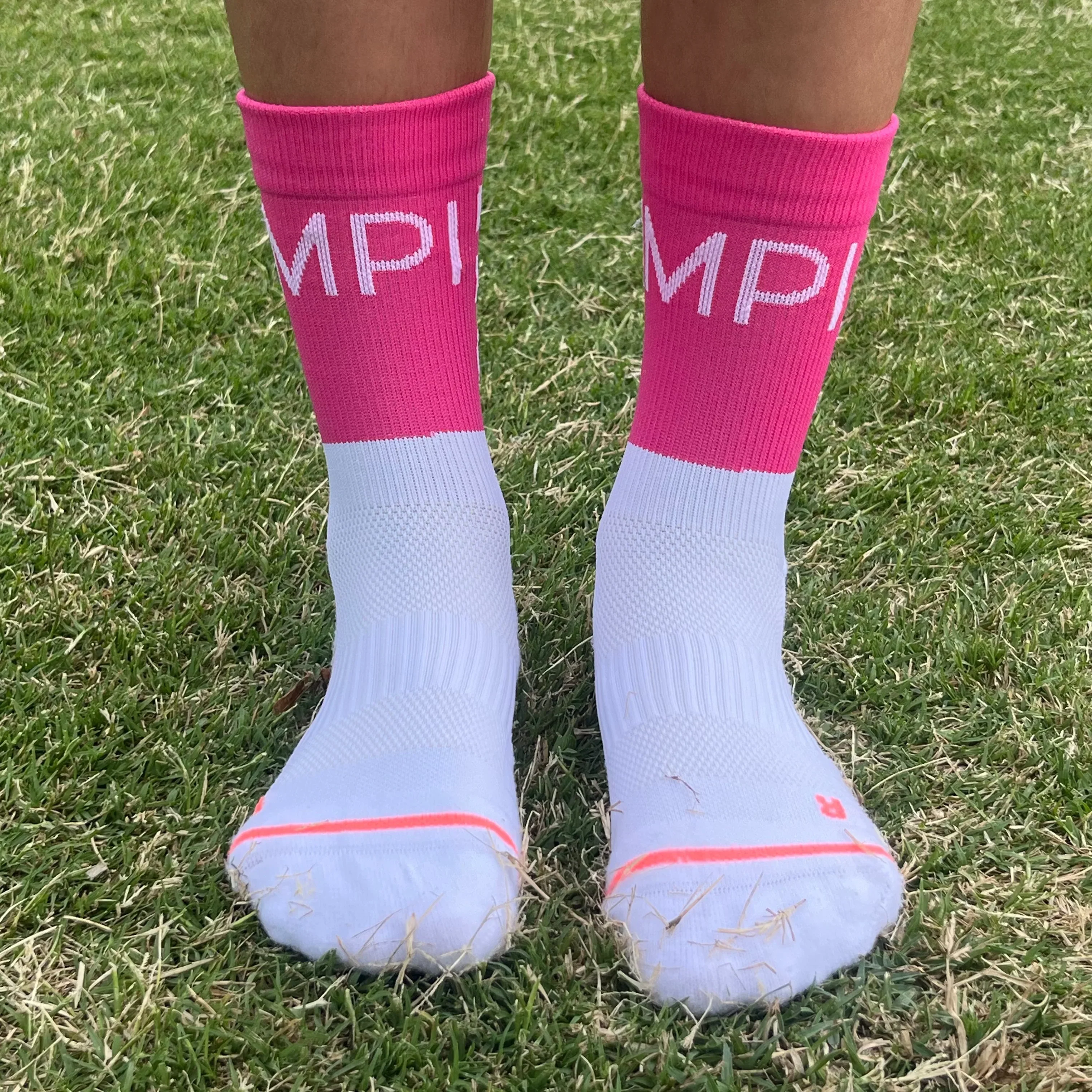 IMPI Longer Socks - Neon Pink Run Like A Girl - Image 7