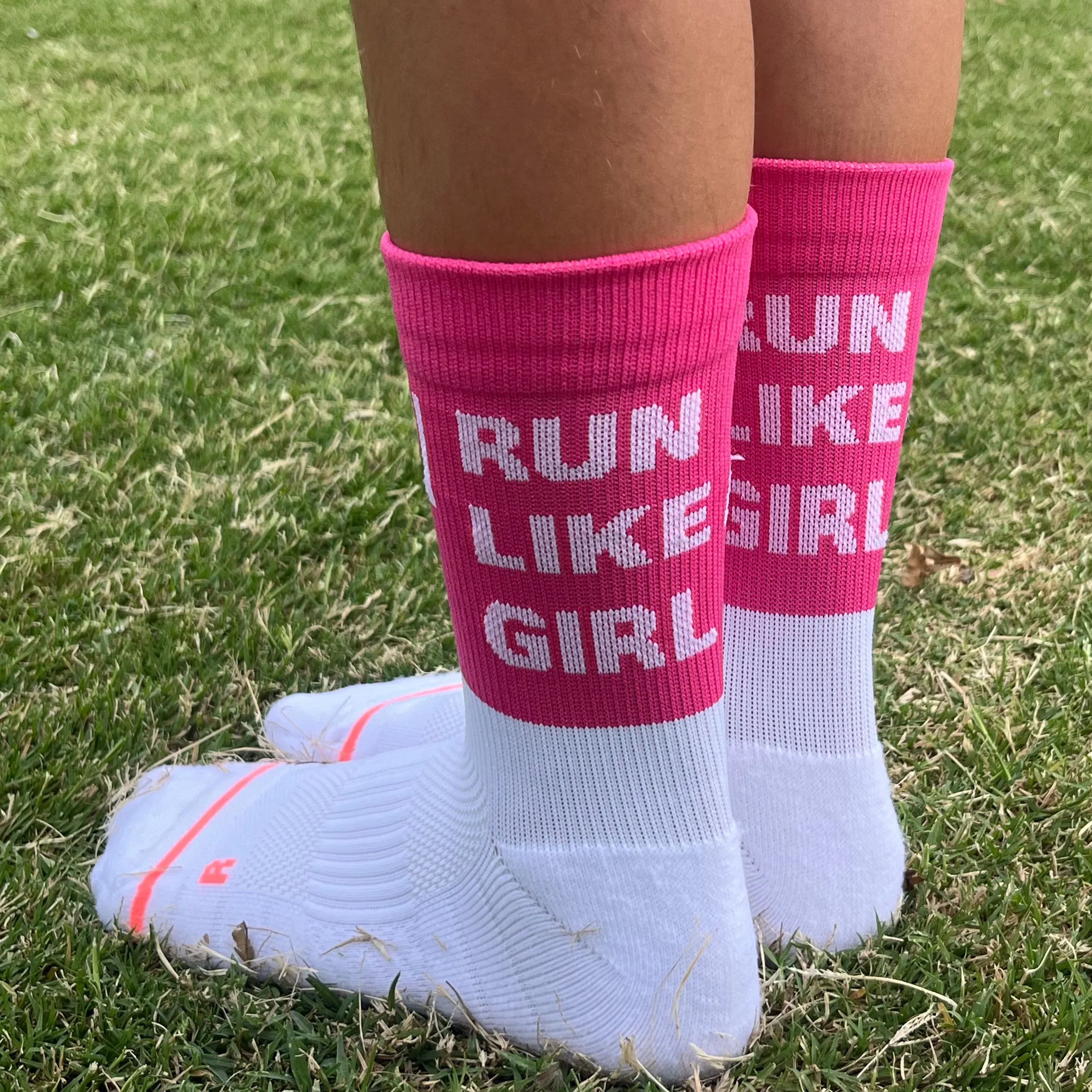 IMPI Longer Socks - Neon Pink Run Like A Girl - Image 9