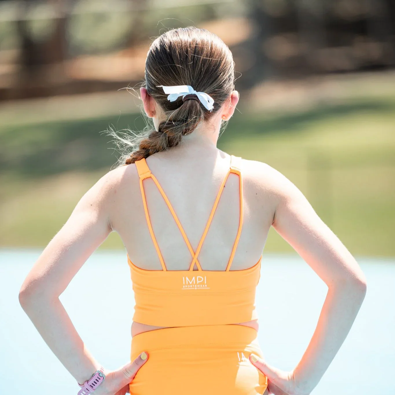 IMPI New Fit Longer Strappy Running Crop - Fluoro Orange - Image 4