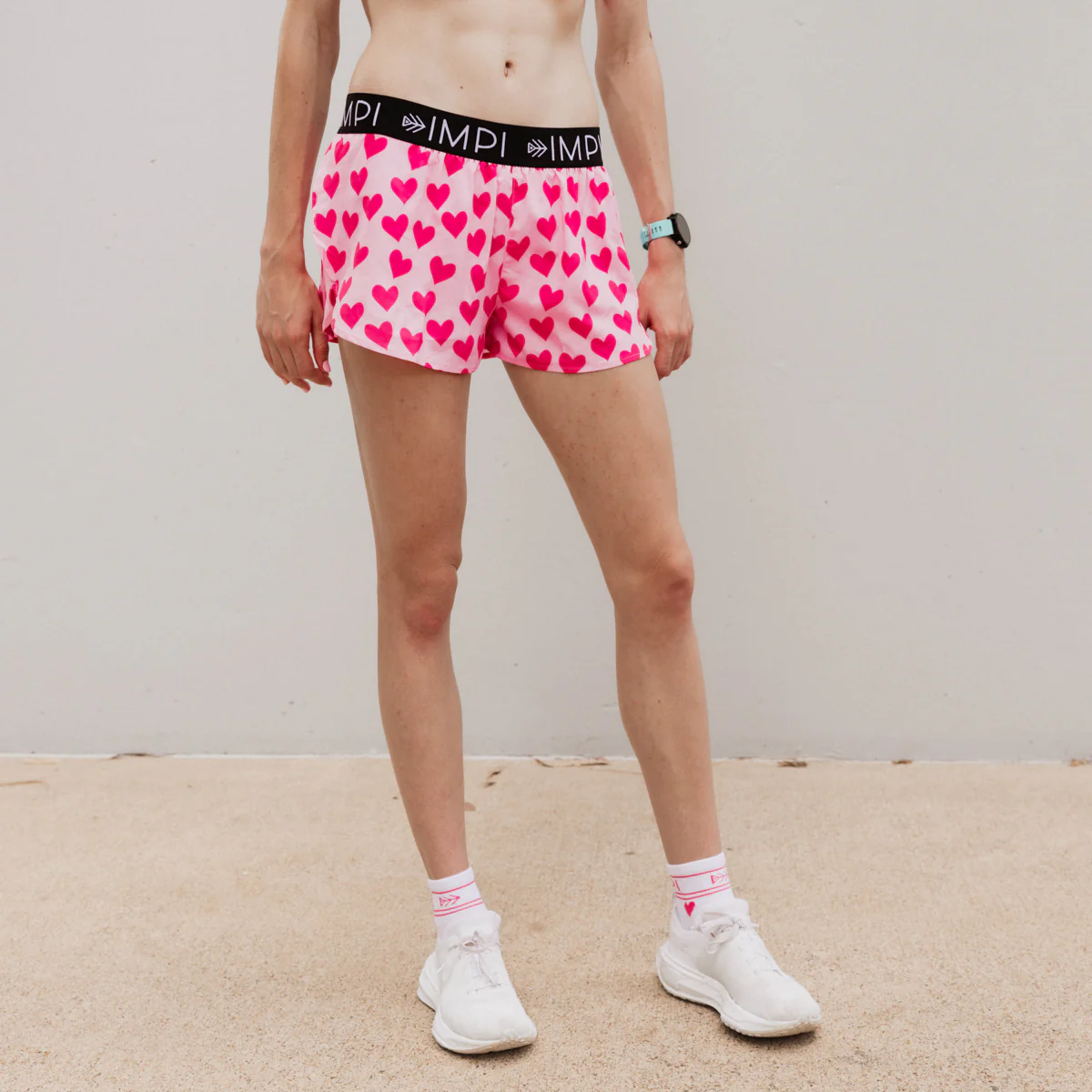IMPI Shorter Crew Socks - White/Pink Heart - Image 3