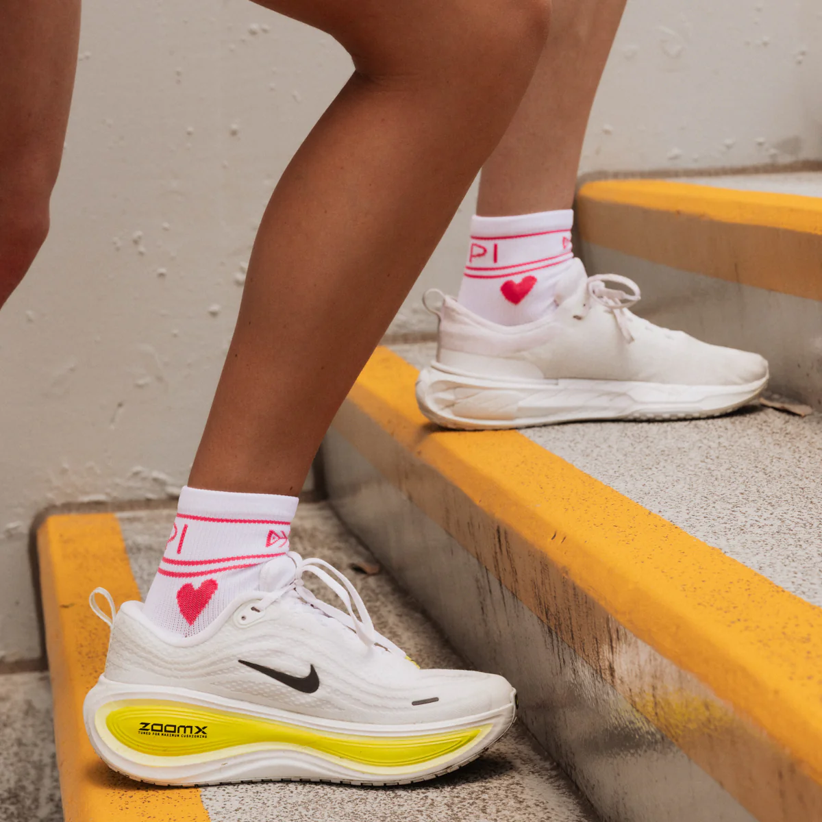 IMPI Shorter Crew Socks - White/Pink Heart - Image 4