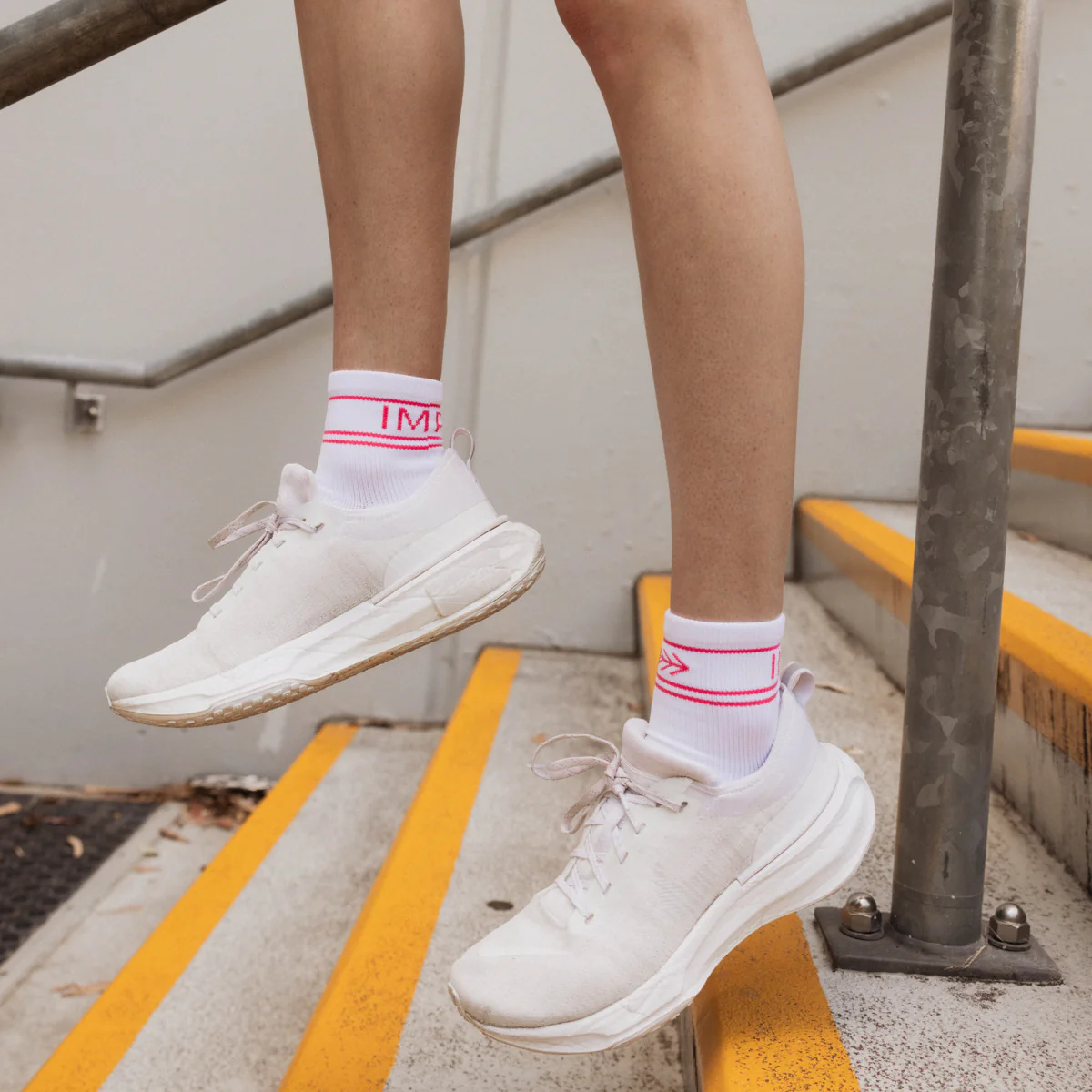 IMPI Shorter Crew Socks - White/Pink Heart - Image 5