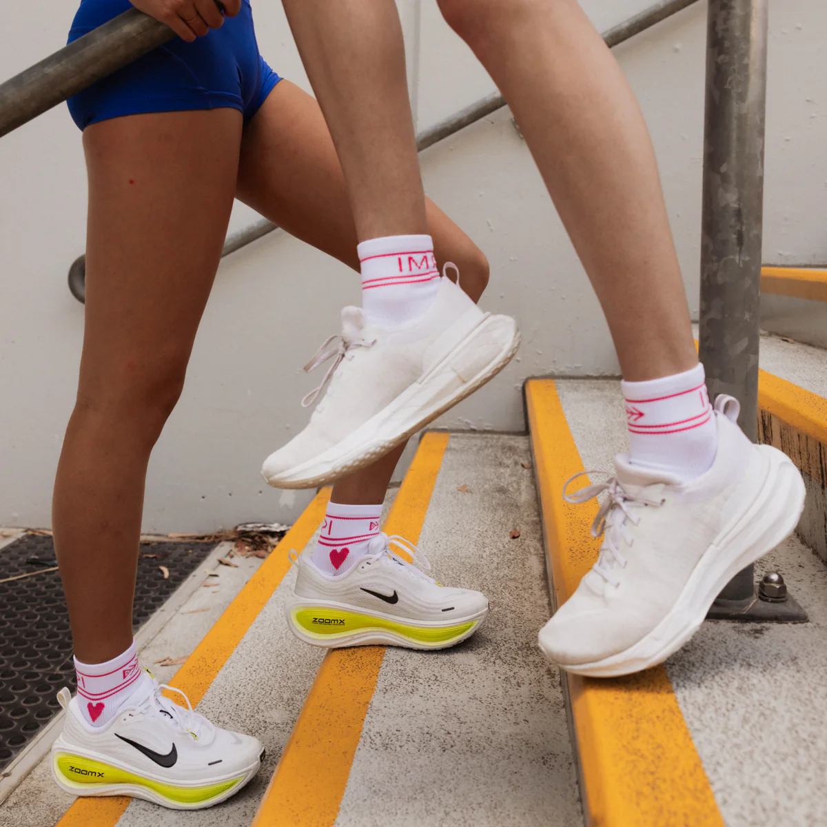 IMPI Shorter Crew Socks - White/Pink Heart - Image 6