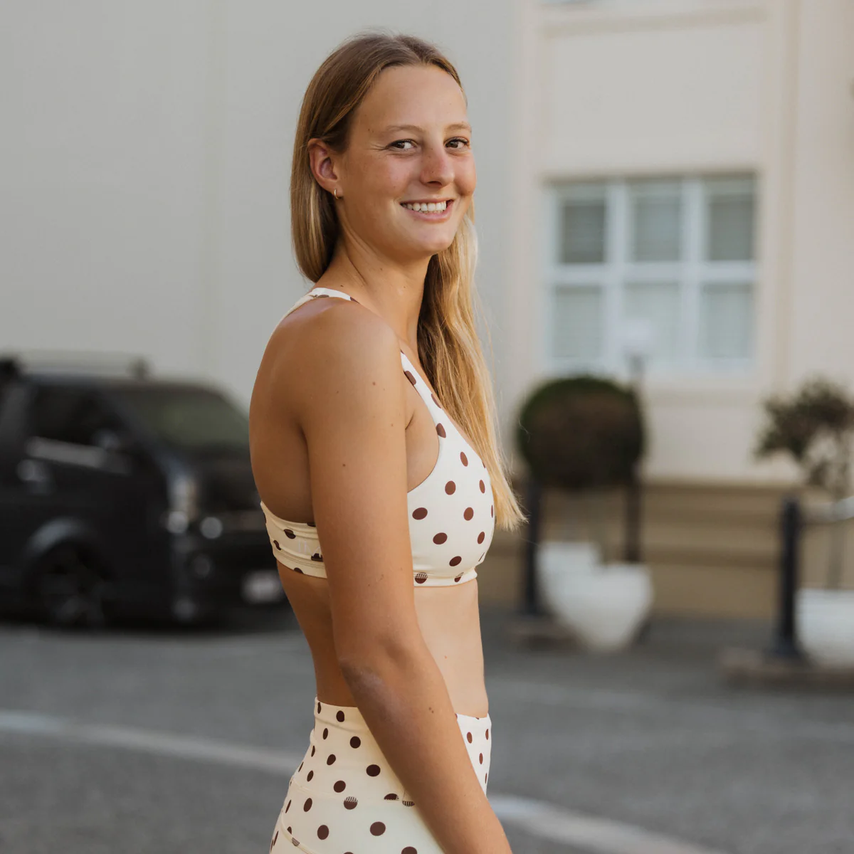IMPI Strappy Girls Crop Top - Cream & Chocolate Polka Dot - Image 13