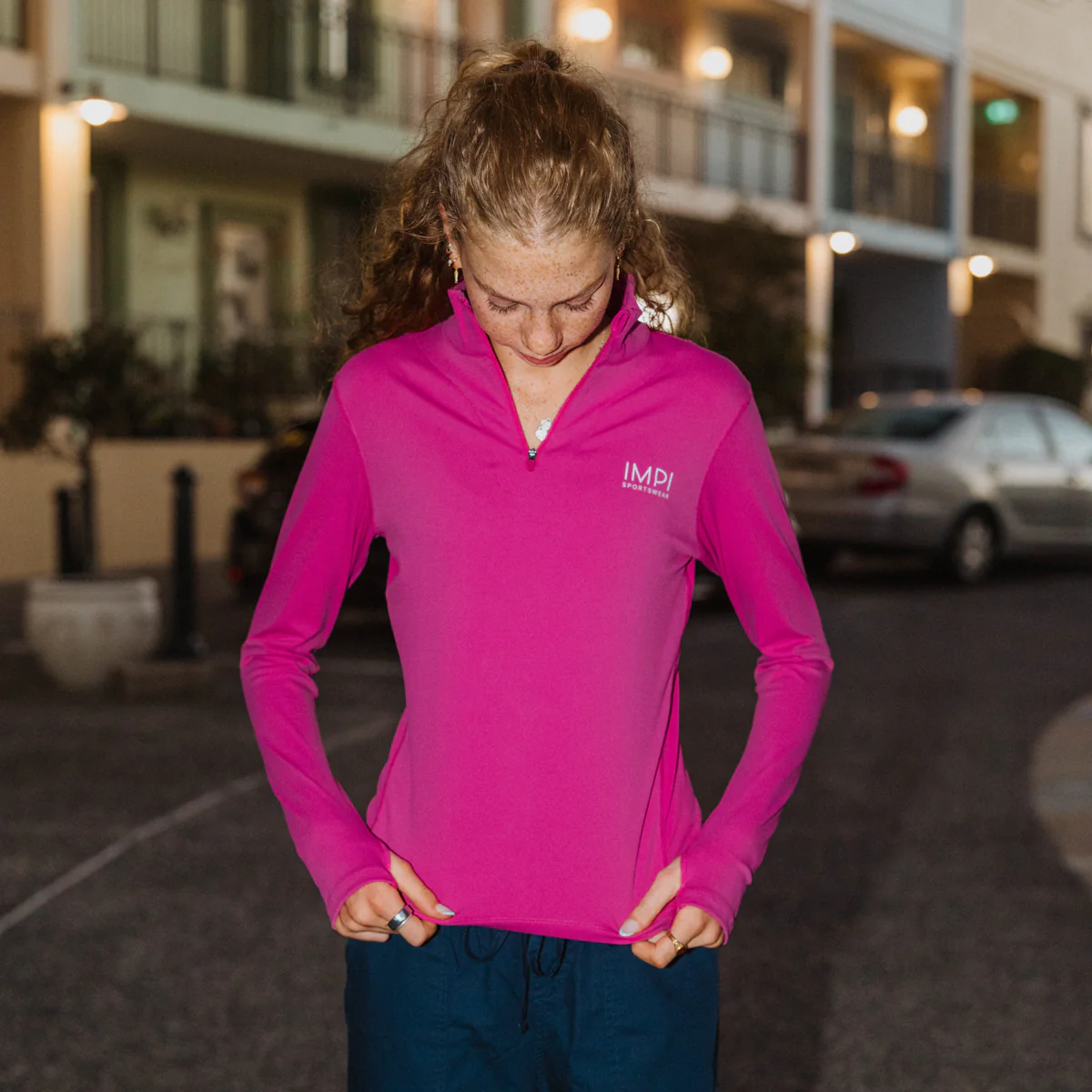 IMPI 1/4 Zip Running Top - Berry - Image 8
