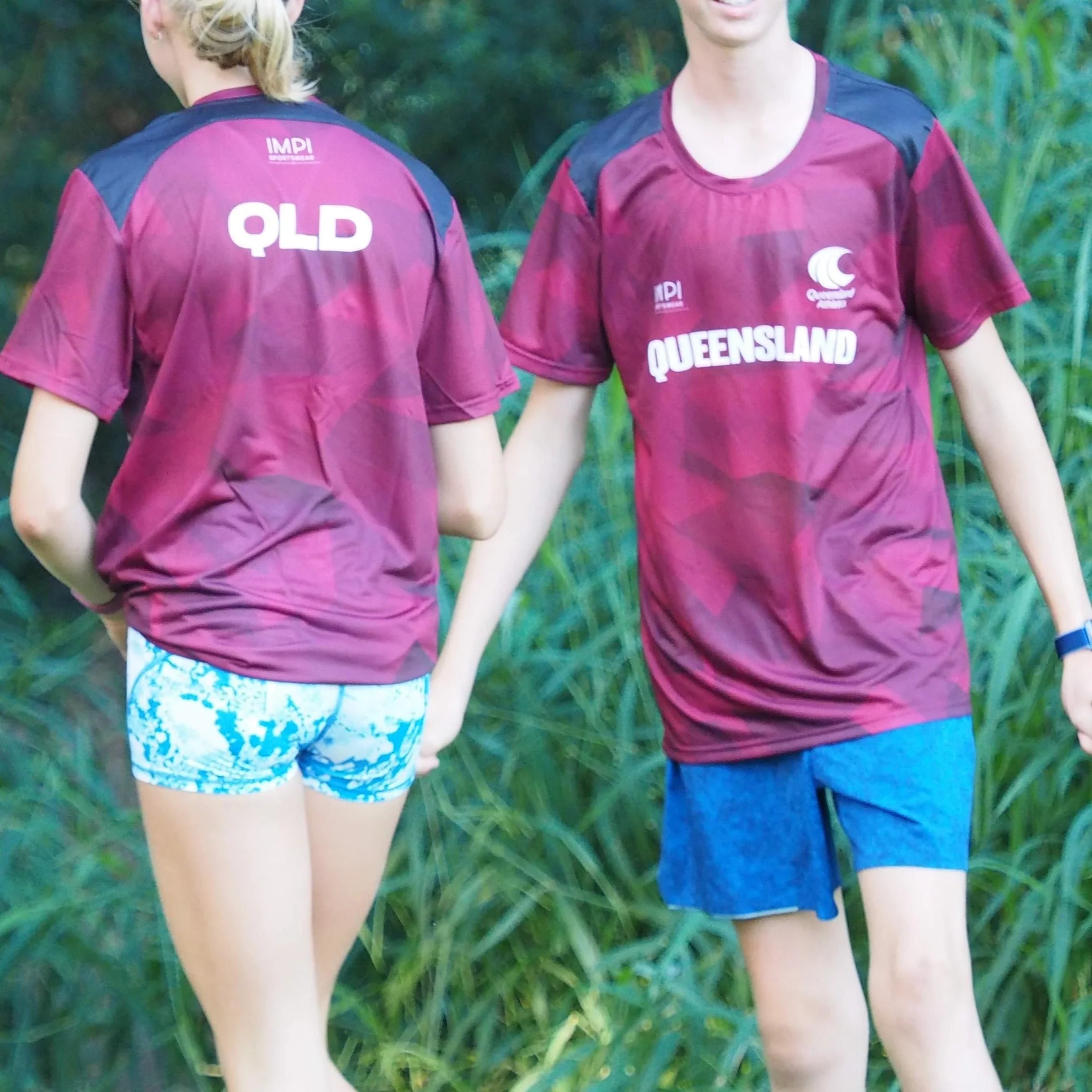 QLD Athletics - Ladies Maroon and Black Training Tee - Image 3