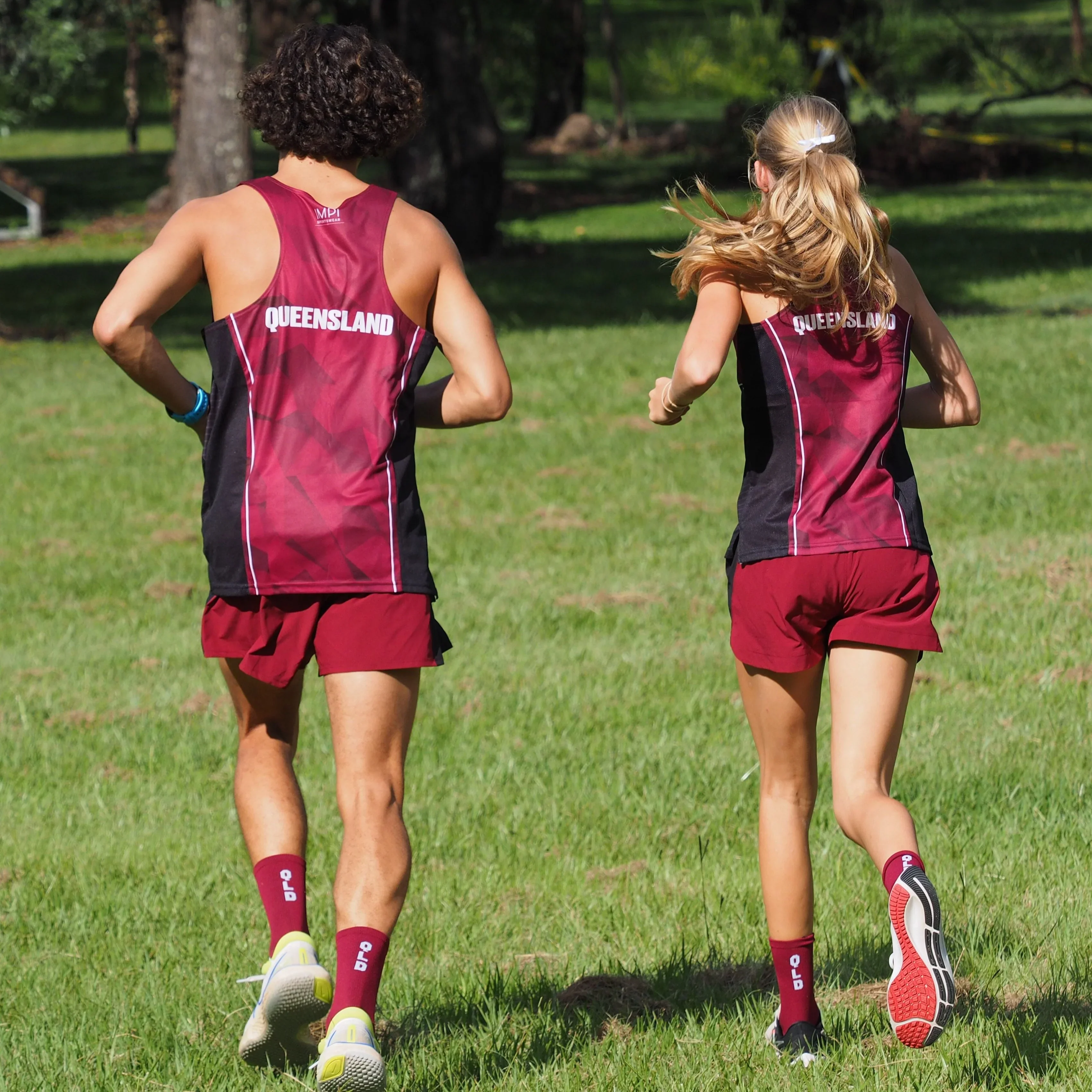 QLD Athletics - Ladies Maroon Casual Poly Shorts - Image 4